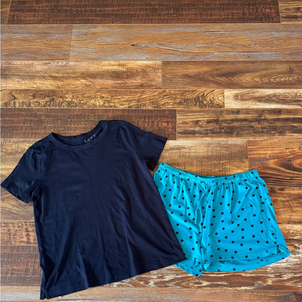 Navy and Teal Polka Dot Pajama Set